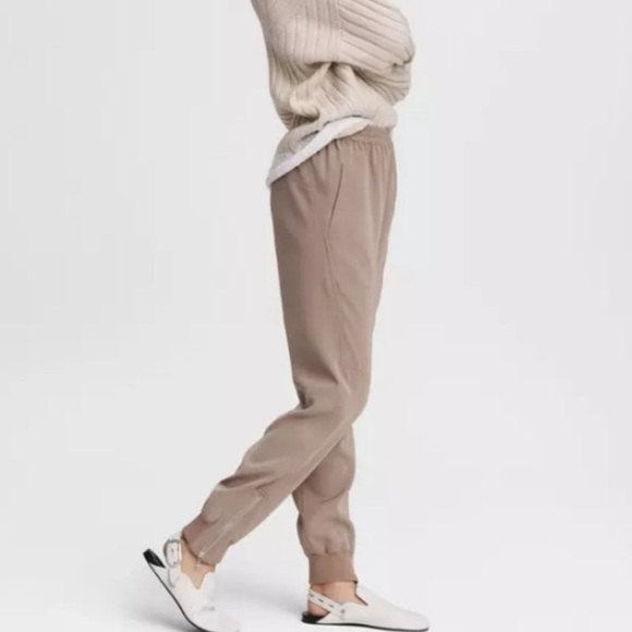 RAG & BONE Crepe High Waisted Zip Cuff Tan Jogger Pants M - Picture 3 of 5